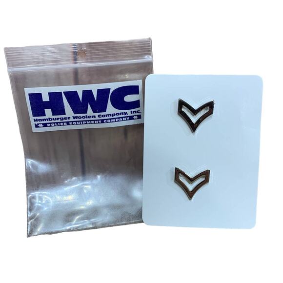 New HWC Police Equipment Company Nickel Corporal Chevron Security Guard Pin Pair - Picture 1 of 3
